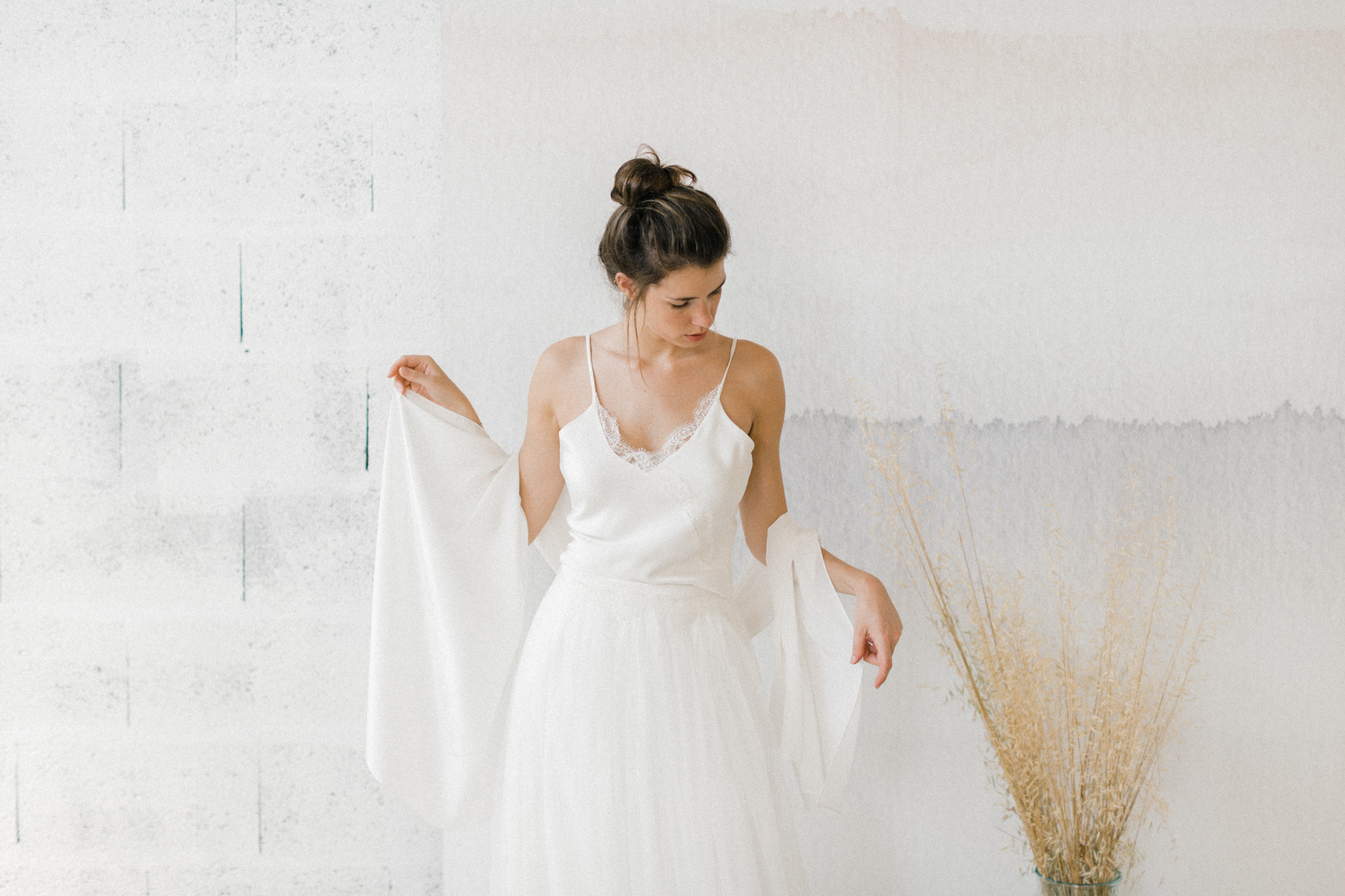 grande étole en soie pour la mariée