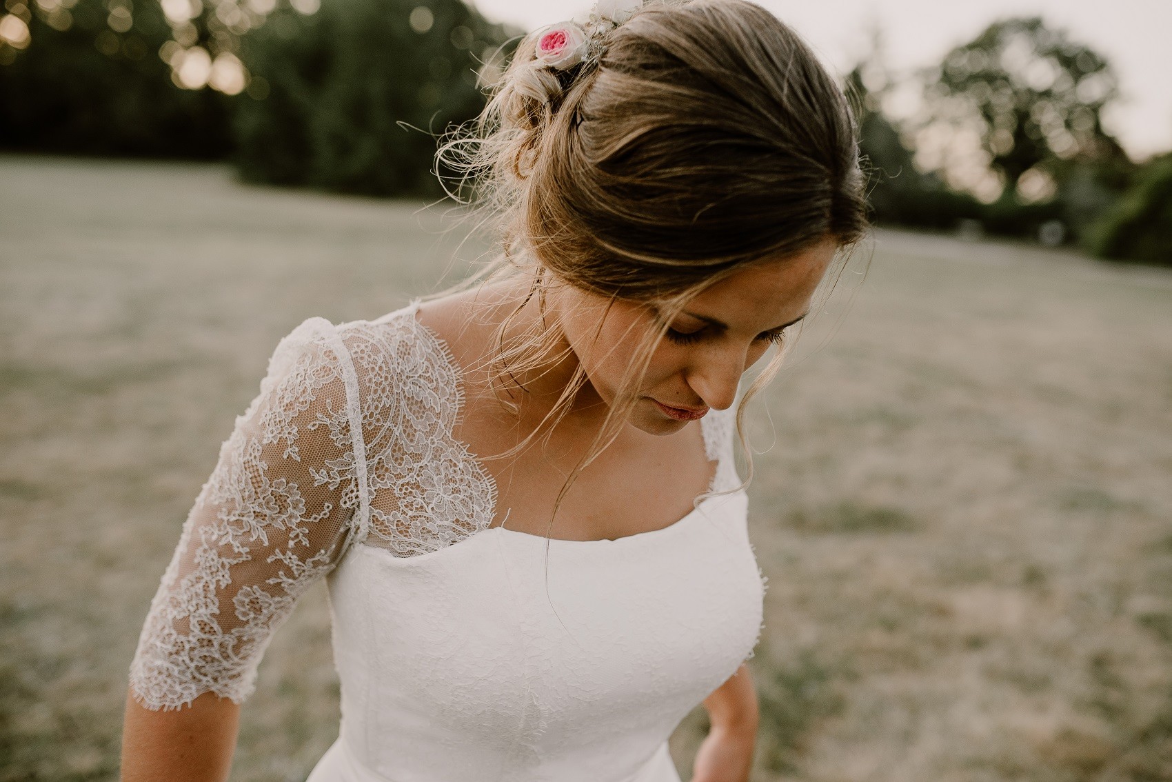 robe de mariée tendance en dentelle chantilly