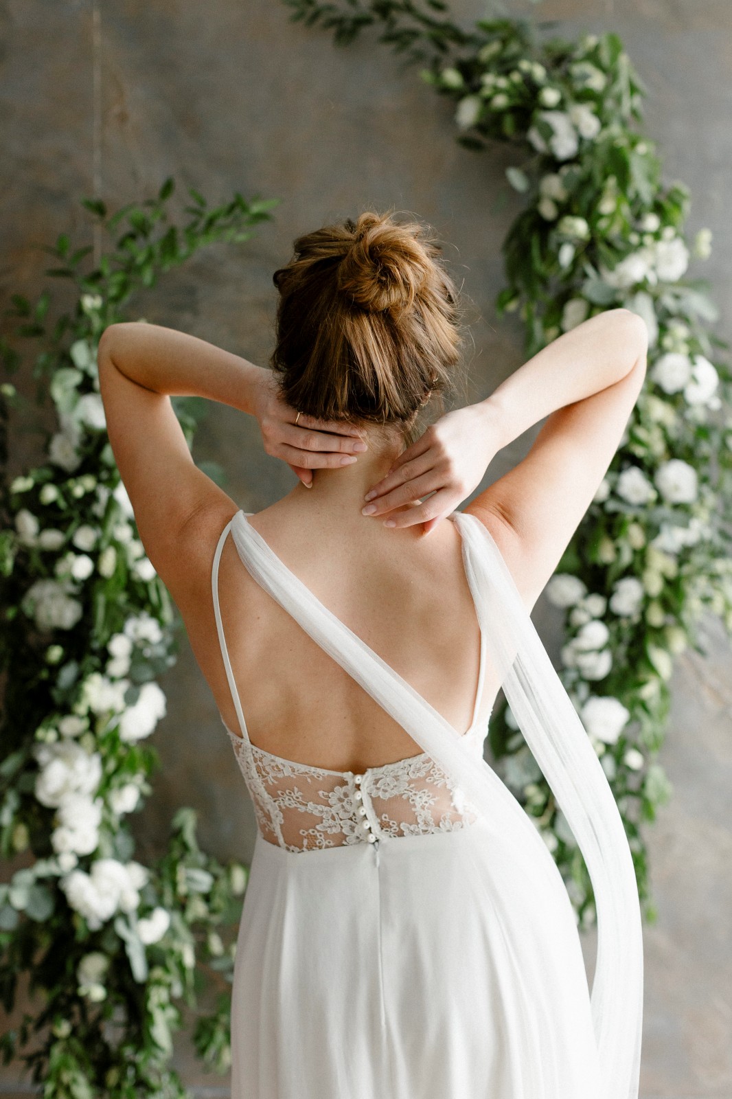Robe de mariée fabriqué avec des chutes.