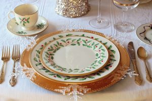 Assiette chinée et stylisée pour mariage
